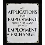 Original Employment Exchange Enamelled Steel Sign