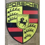 A Very Large and Impressive Metal Porsche Dealer-Type Wall or Garage Shield