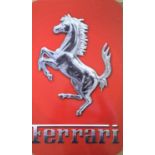 A Large Metal Ferrari-Themed Wall or Garage Sign