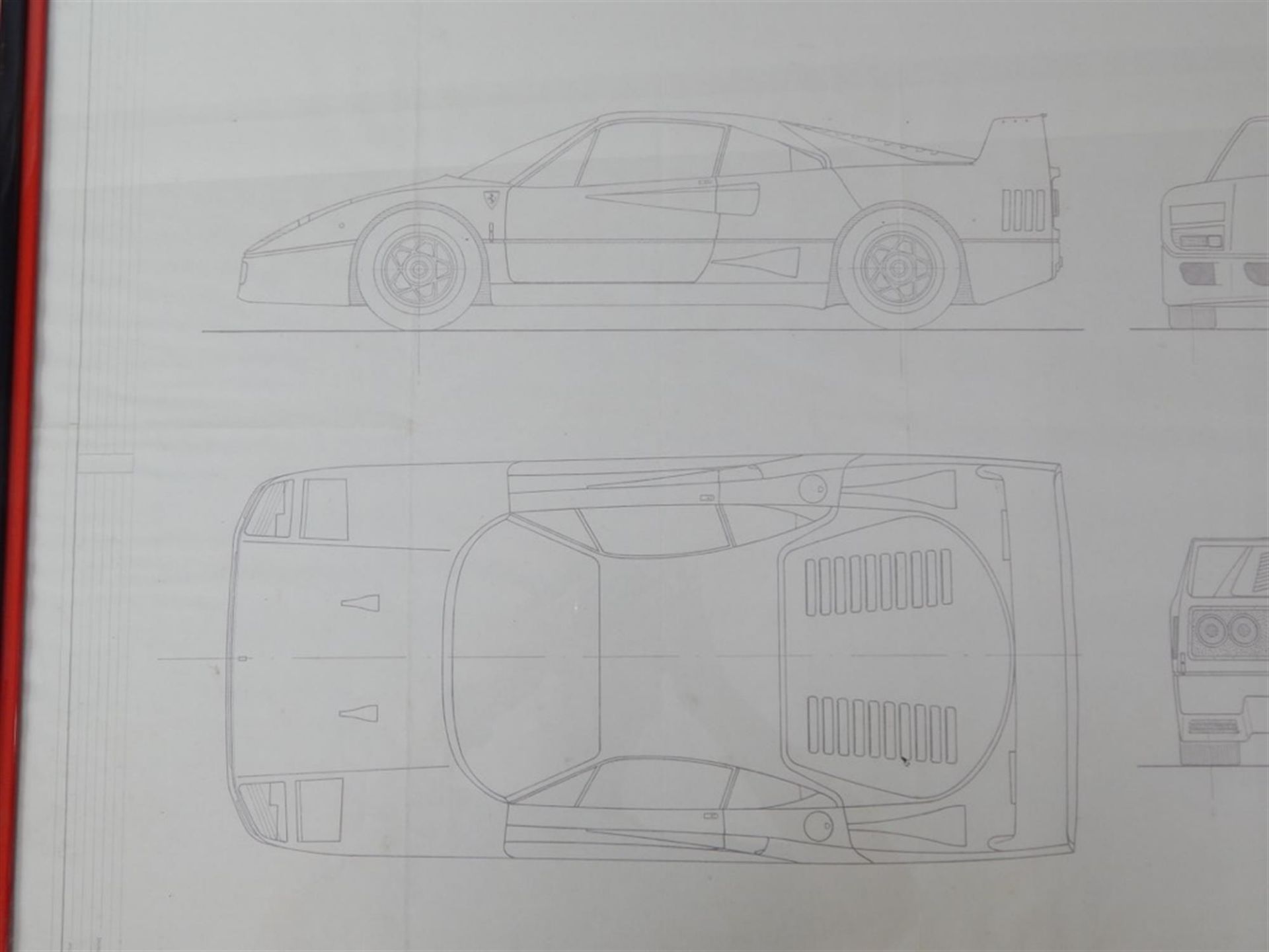 1987 - 1992 Ferrari F40 Factory Blueprint Framed - Image 2 of 10