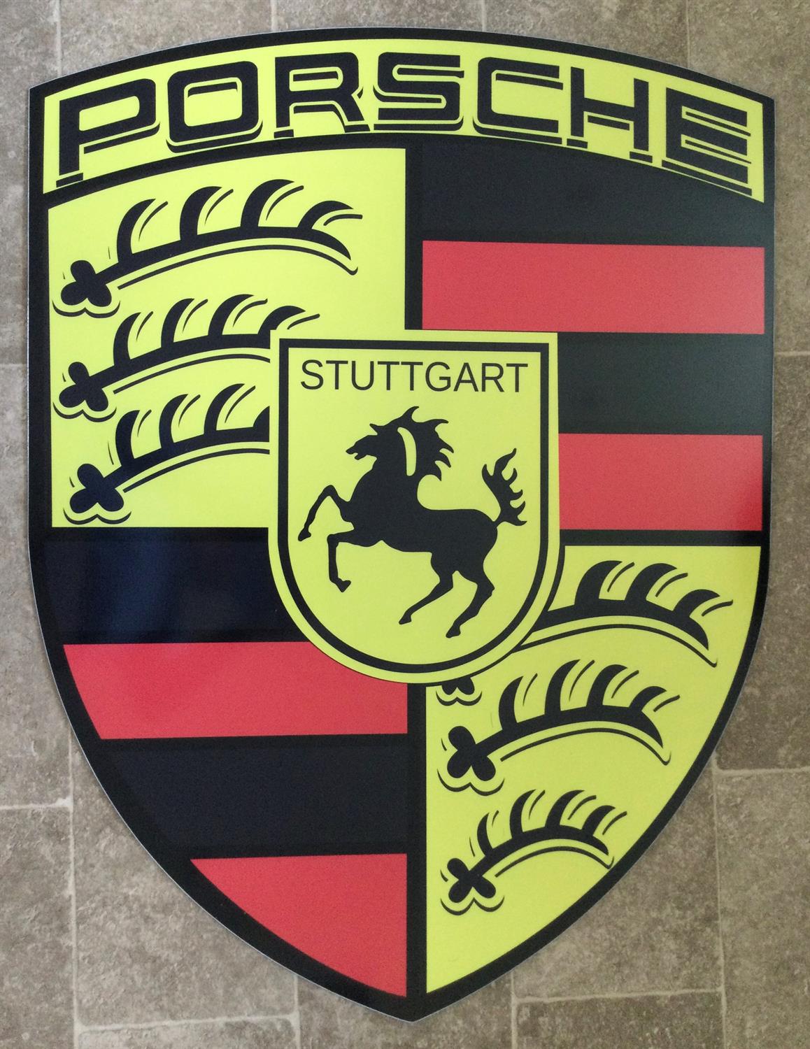 A Very Large and Impressive Metal Porsche Dealer-Type Wall or Garage Shield Sign - Image 2 of 2