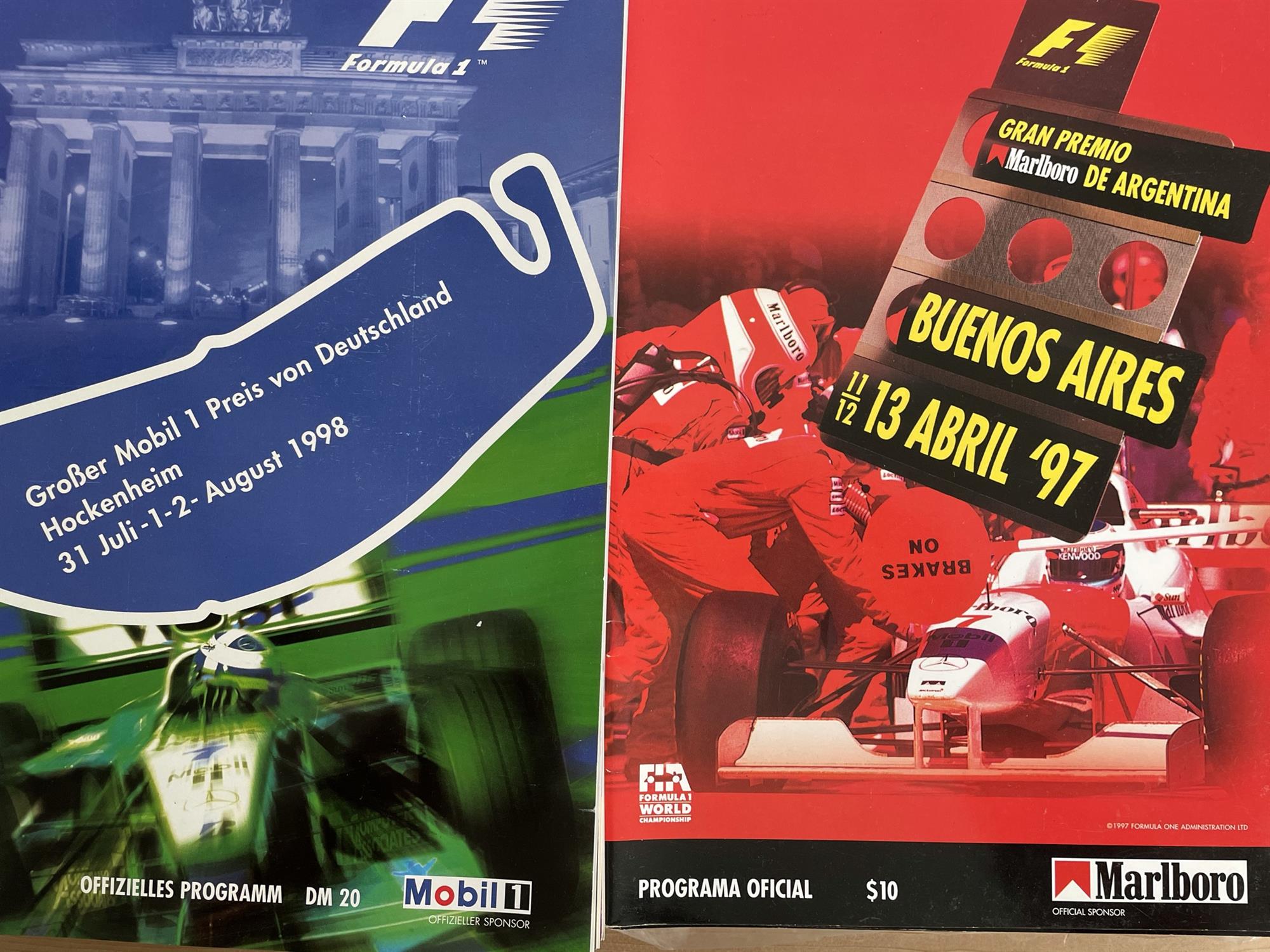 A Quantity of Formula 1 Programmes From 1997 and 1998