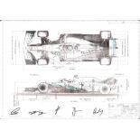 Charity Lot: Hand-Signed Mercedes-AMG Petronas F1 Technical Drawing (with CoA)