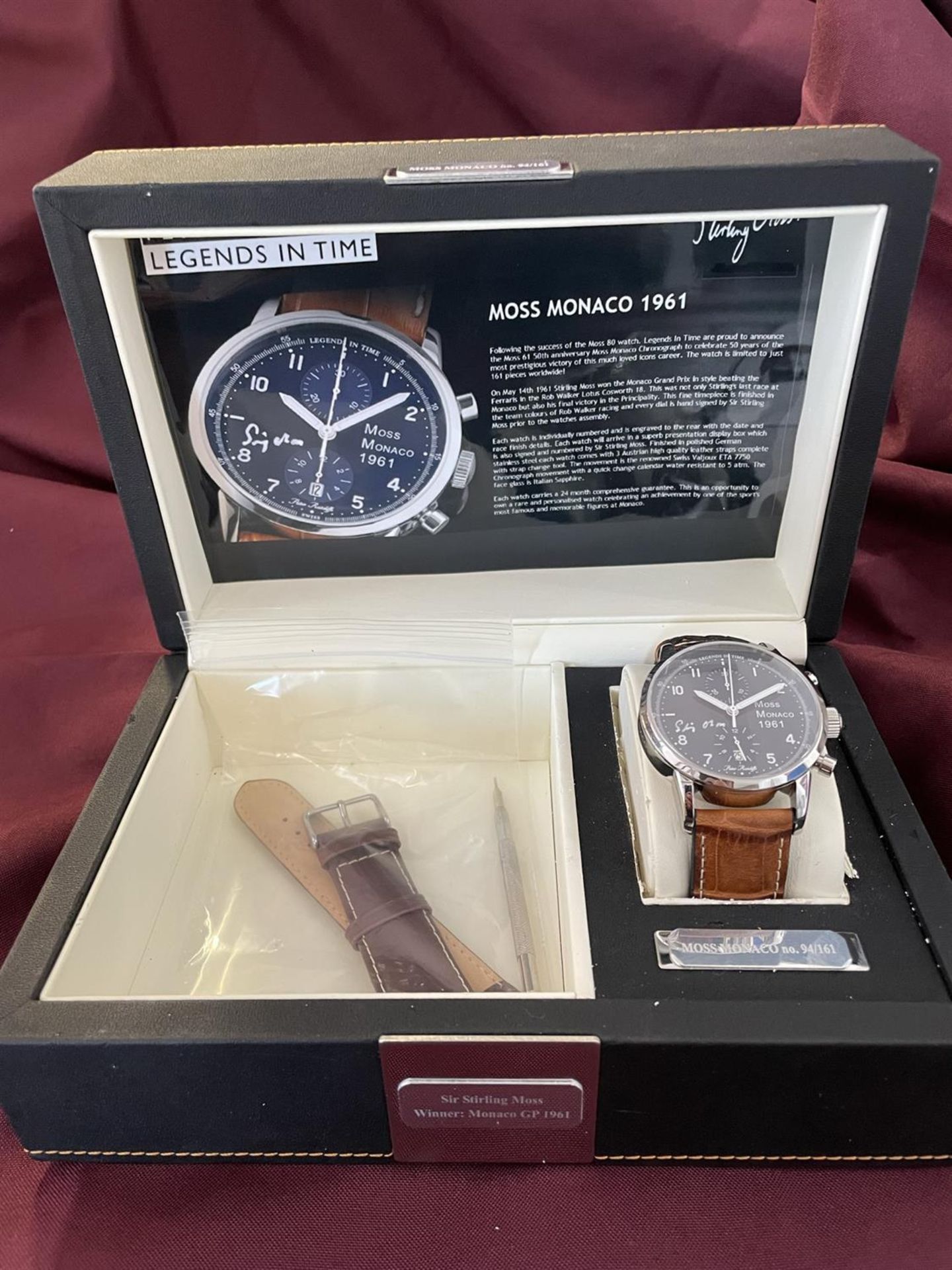 'Monaco 1961'. Stirling Moss-signed Peter Ratcliffe Chronograph - Image 9 of 10