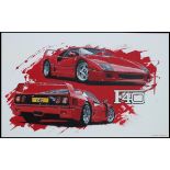 'Ferrari F40' - Oiginal Acrylic On Canvas by Tony Upson