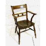 Victorian elm seat elbow chair.
