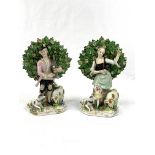 Pair of Chelsea porcelain figures, and two other porcelain figures