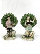 Pair of Chelsea porcelain figures, and two other porcelain figures