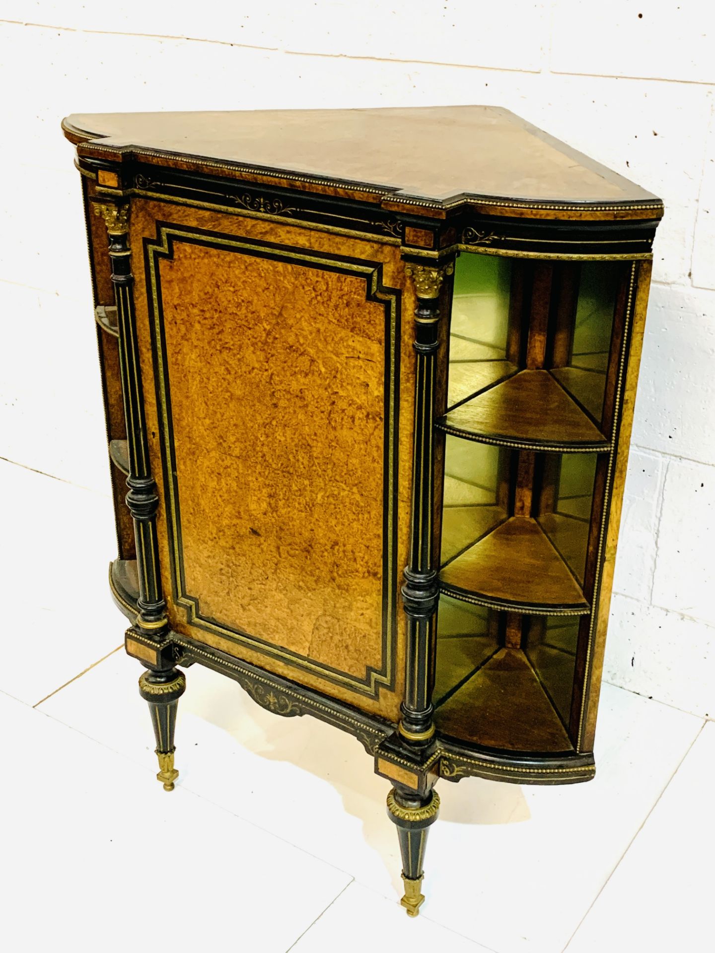 Walnut and ormolu partially glazed corner cabinet. - Image 3 of 5
