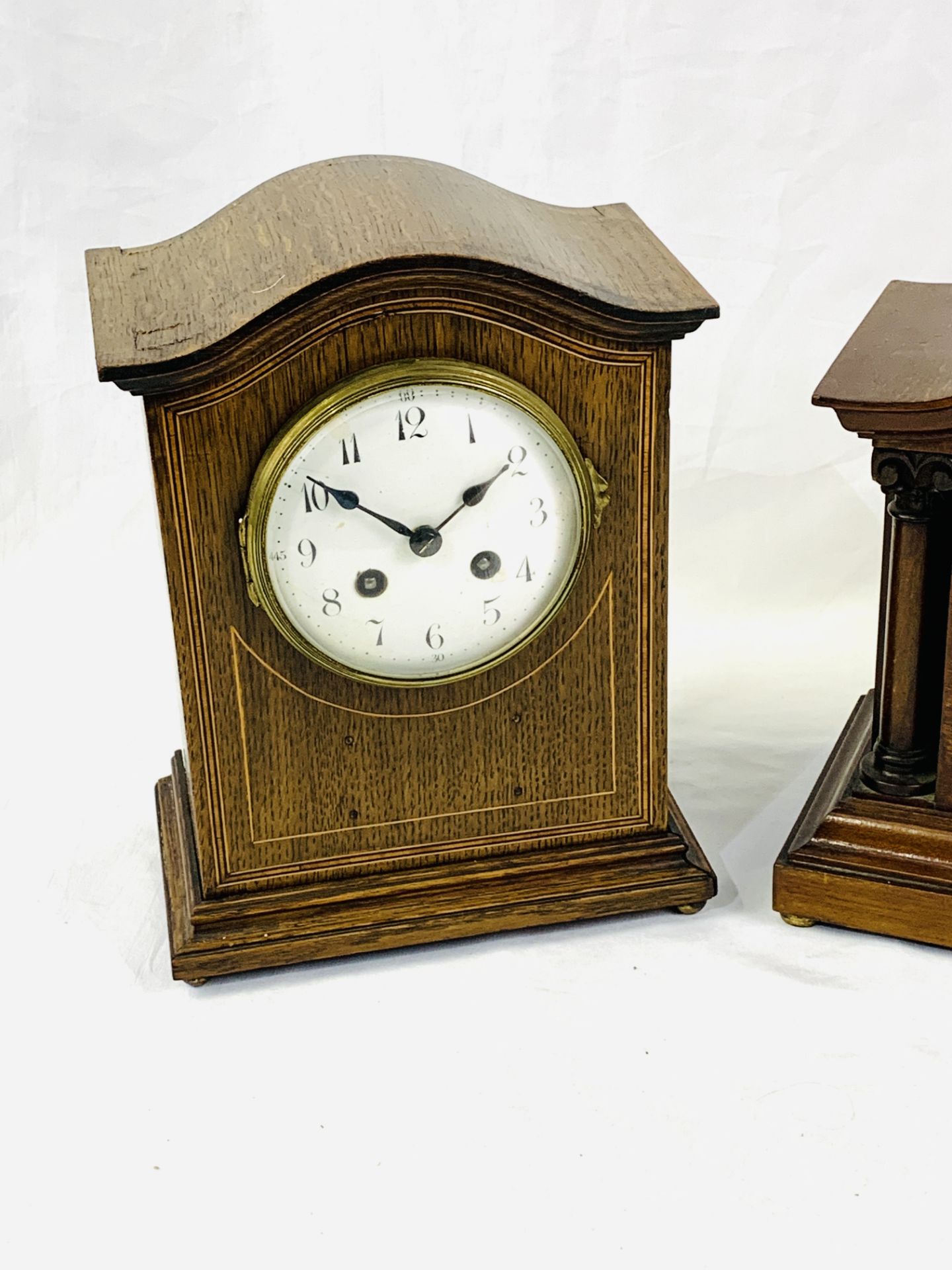 Two French oak cased mantel clocks - Image 3 of 5