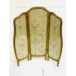 19th Century three fold gilt framed silk screen