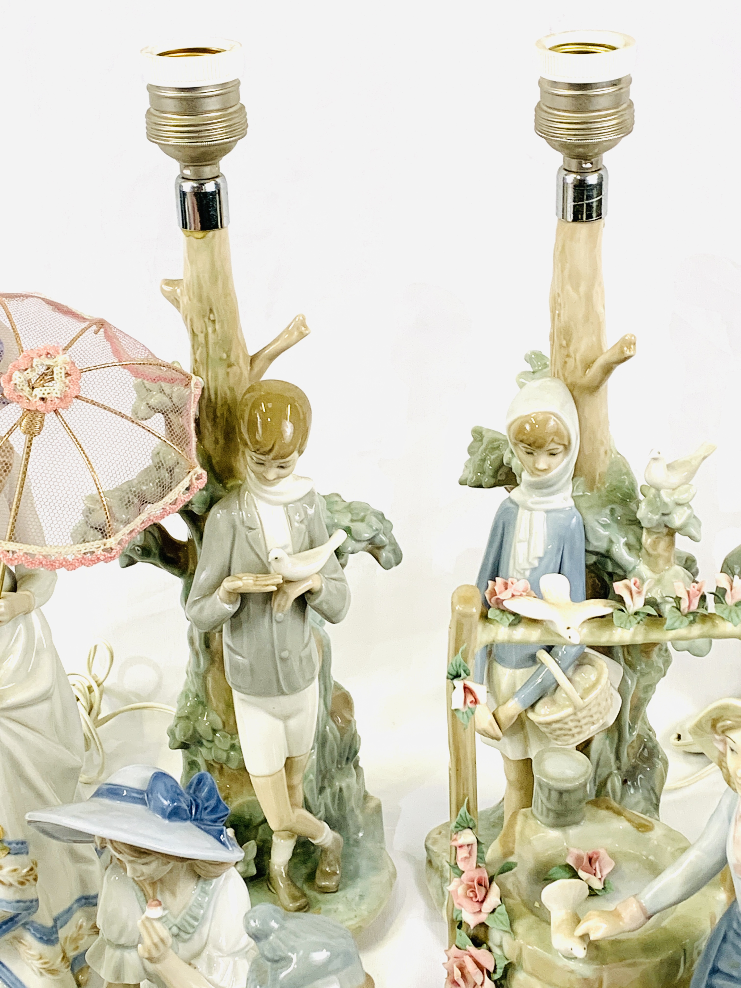 A pair of Lladro table lamps; 6 Lladro and Nao figures and 3 other figures - Image 4 of 5