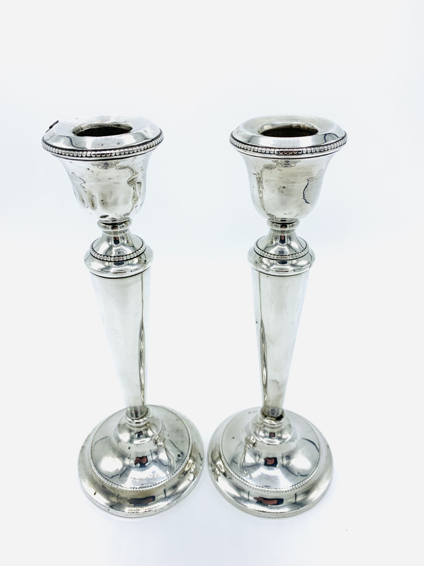 Pair of silver candlesticks. - Image 2 of 4