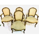 Set of four 19th century mahogany framed fauteuil