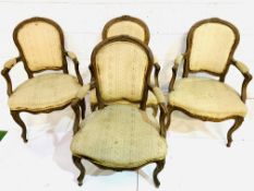 Set of four 19th century mahogany framed fauteuil