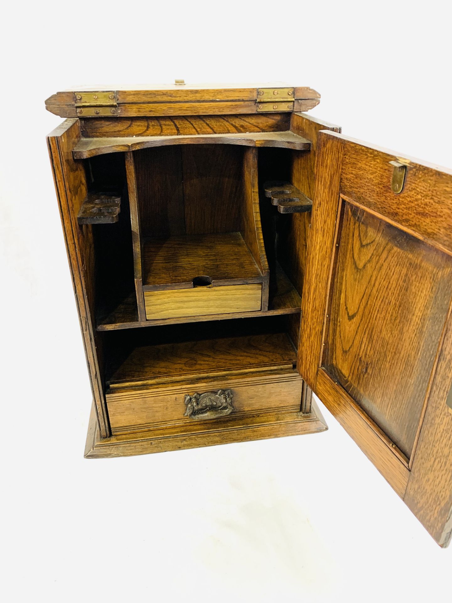 Oak Art Nouveau smoker's cabinet - Image 2 of 6