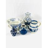 Portuguese blue and white Toby Jug, and other china ware