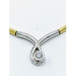 18ct yellow and white gold articulated solitaire diamond necklace