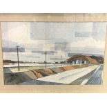Two framed and glazed watercolours of ports, signed Colin Davies