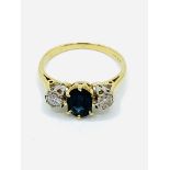 18ct gold, sapphire and diamond trilogy ring