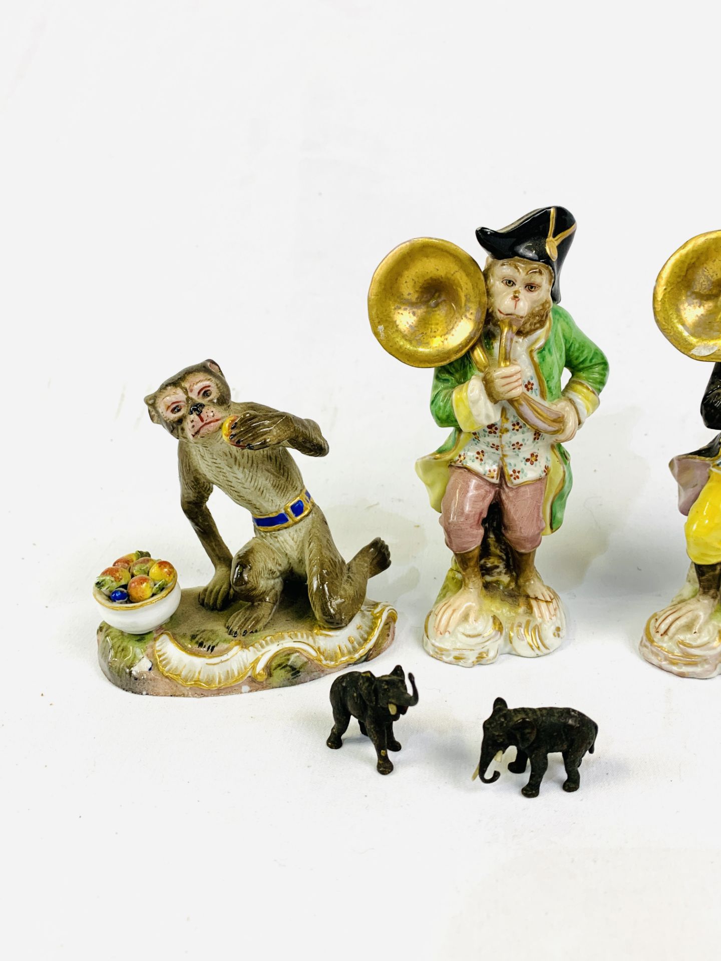 Two Capodimonte "Monkey Band" figurines; a Meissen monkey figurine; two elephant figurines; and othe - Image 2 of 8