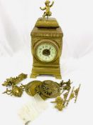 Large very ornate French brass cased mantel clock with movement by D.C. Co.