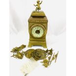 Large very ornate French brass cased mantel clock with movement by D.C. Co.