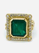 18ct gold, emerald and diamond ring.