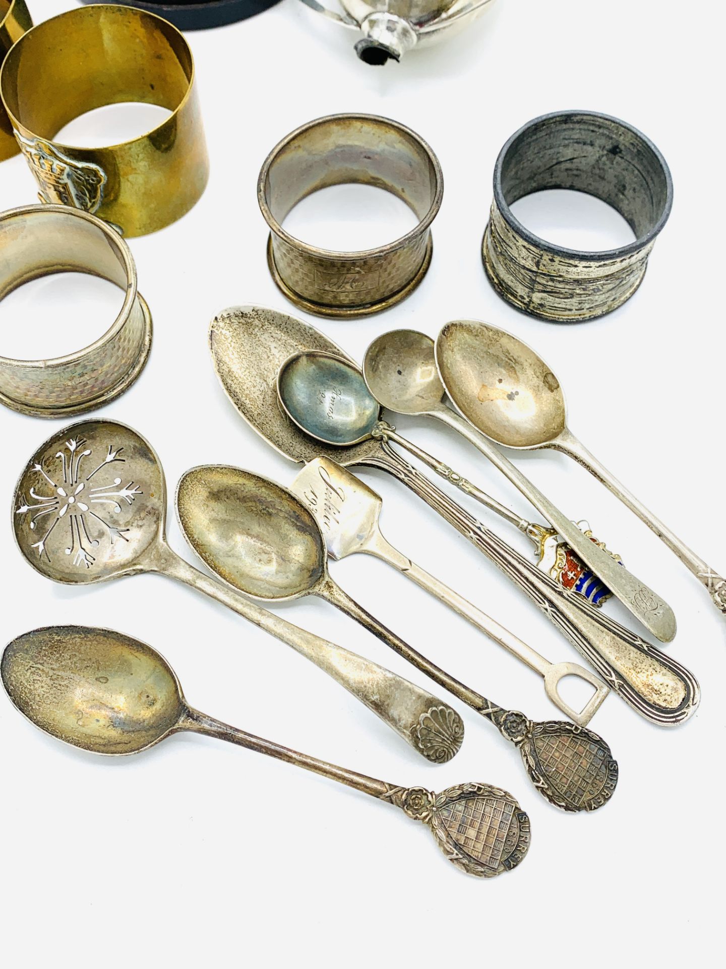 Eight various silver spoons, a silver trophy and other silver items - Image 2 of 4