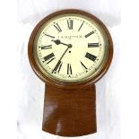 Mahogany framed drop dial wall clock, marked to face F W Elliott & Co.