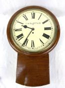 Mahogany framed drop dial wall clock, marked to face F W Elliott & Co.