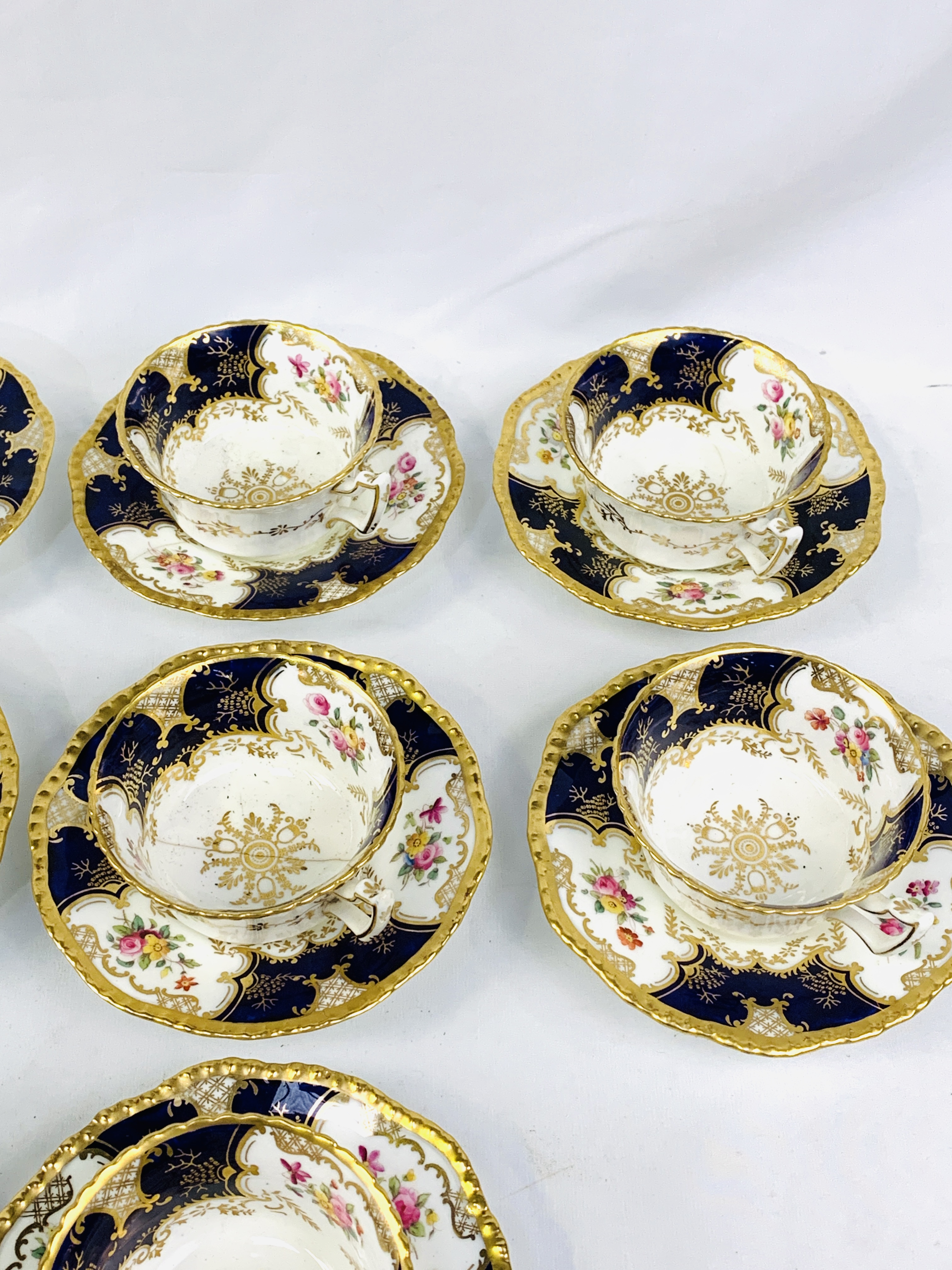 Eleven blue and gold hand painted Coalport cups and saucers - Image 6 of 6