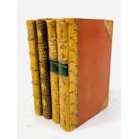 Six French antiquarian leather bound books, 1736-1892.