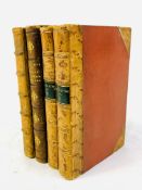 Six French antiquarian leather bound books, 1736-1892.