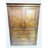 Edwardian flame mahogany linen press