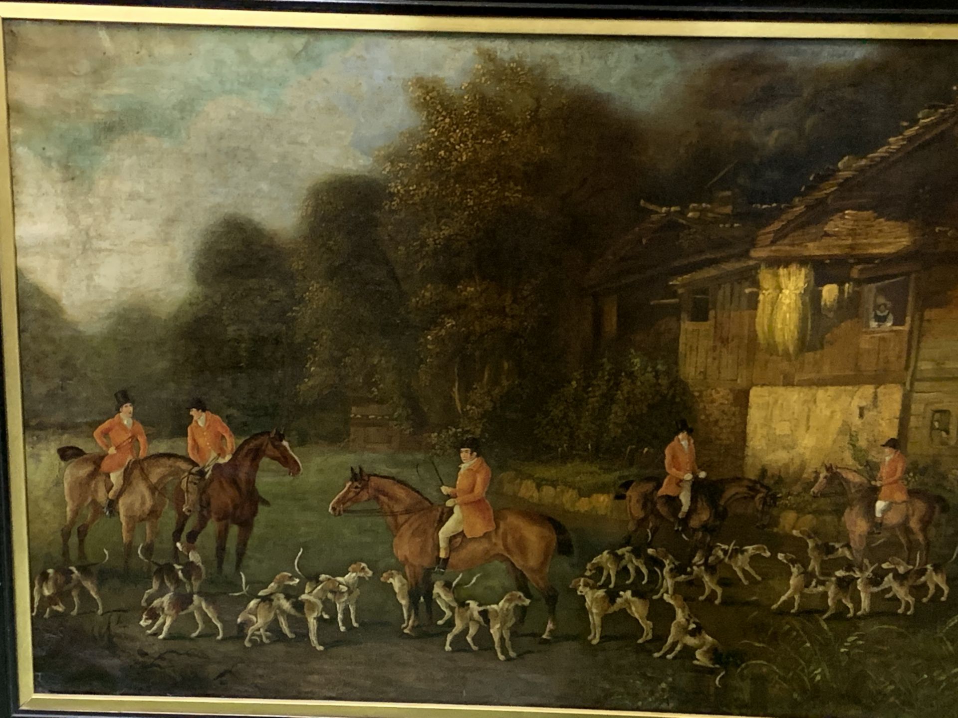 Framed oelograph of a hunting scene - Image 2 of 3