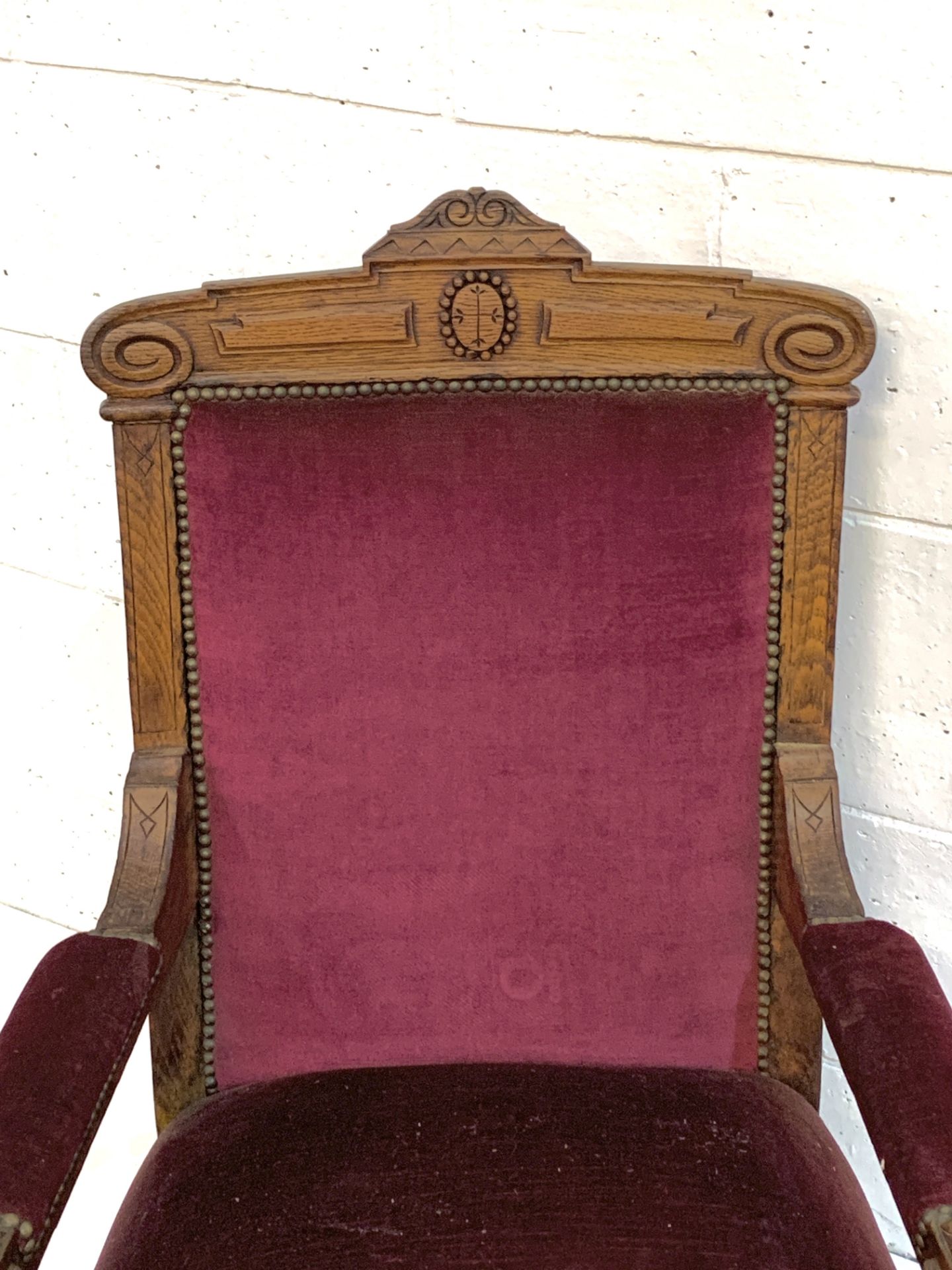 Edwardian mahogany framed red upholstered open armchair. - Image 5 of 6