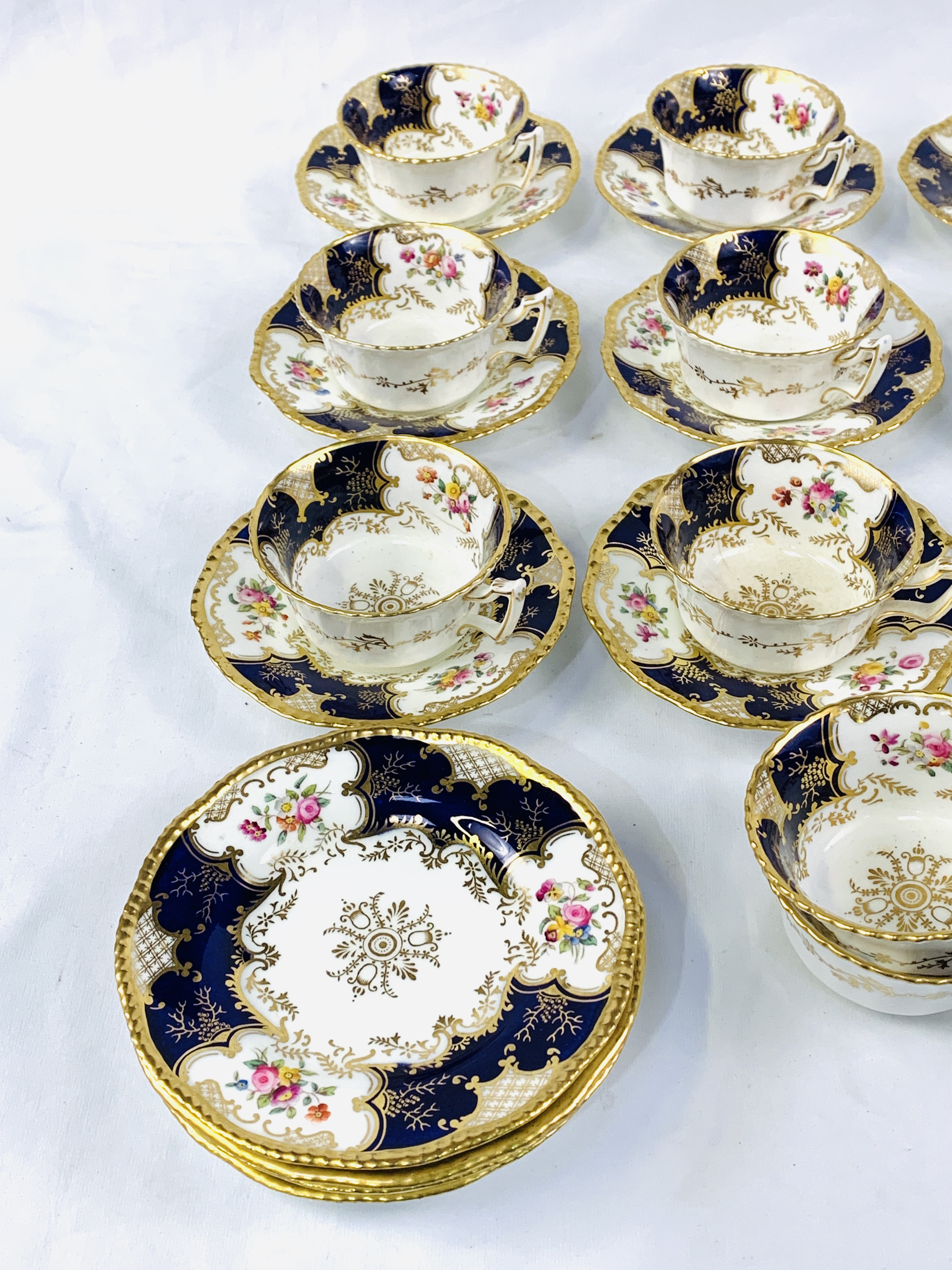 Eleven blue and gold hand painted Coalport cups and saucers - Image 3 of 6