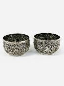 2 Burmees silver coloured bowls heavily repousse decorated