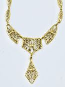 Austro-Hungarian 18ct Gold filigree necklace.