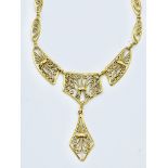 Austro-Hungarian 18ct Gold filigree necklace.