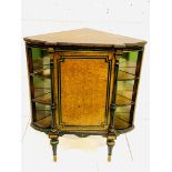 Walnut and ormolu partially glazed corner cabinet.