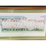 Framed and glazed limited edition print 396/500 of England Rugby Union team, "Grand Slam" 16-03-91