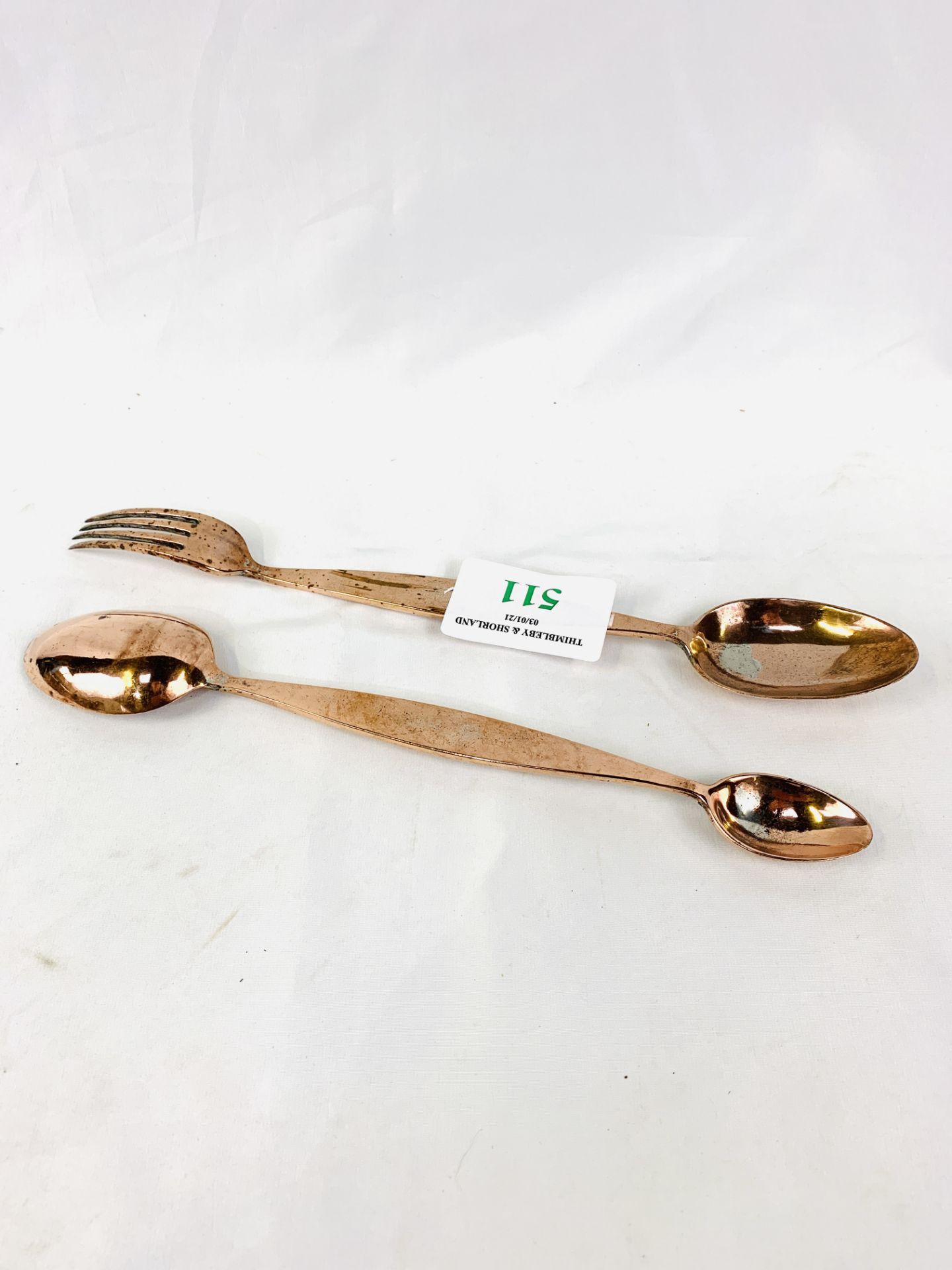 Two copper Benham and Son's serving utensils, marked with a crown and initials RY. - Image 4 of 4