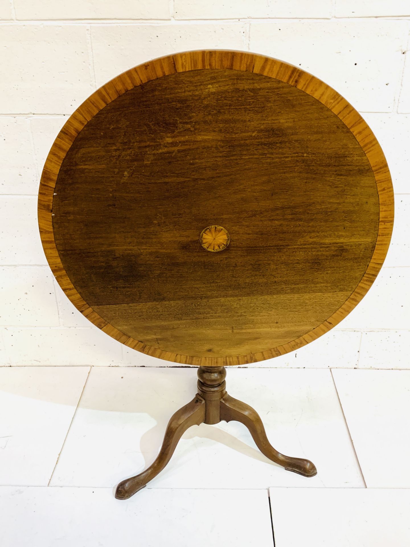 Mahogany circular tilt top table. - Image 2 of 3
