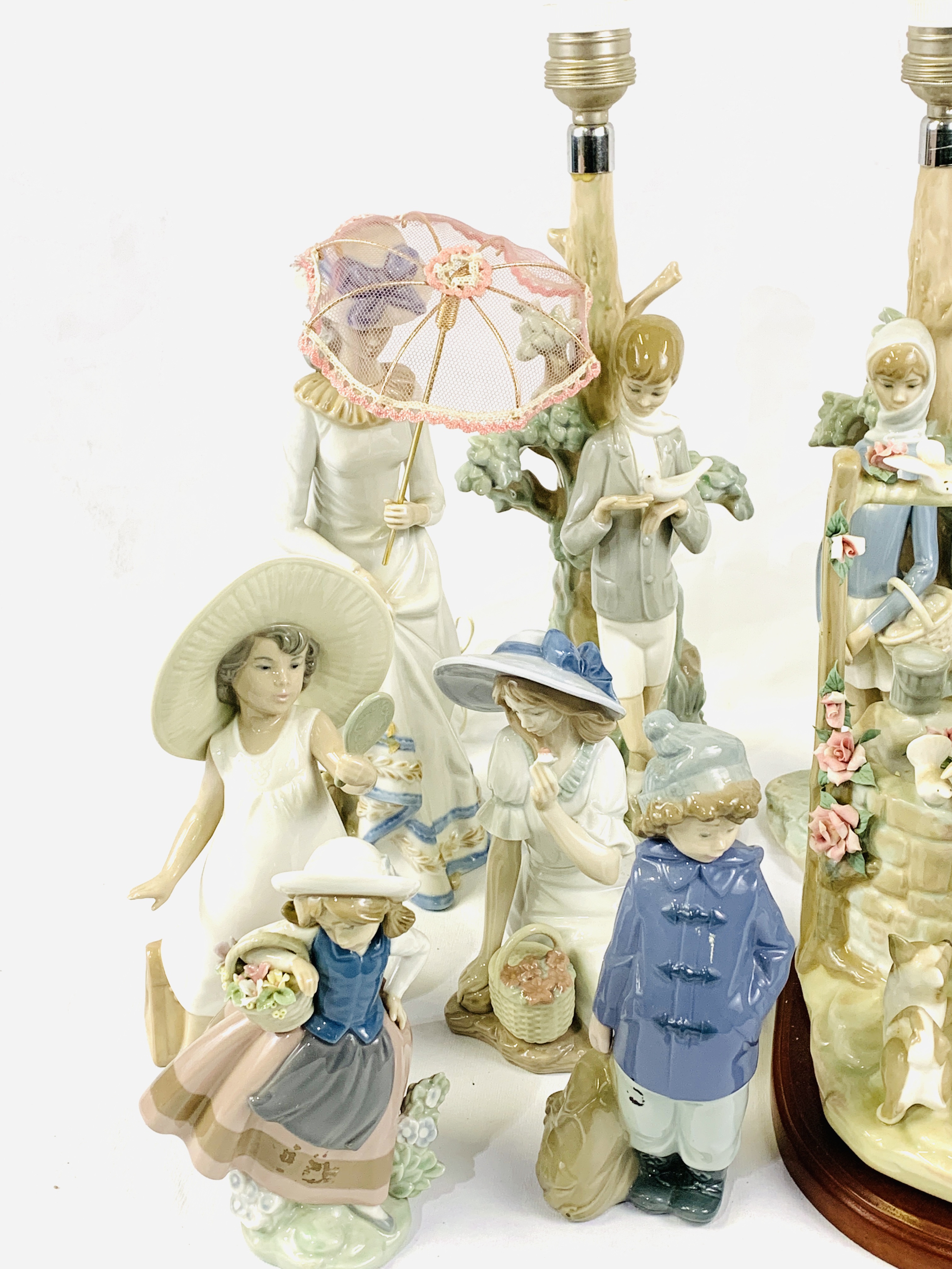 A pair of Lladro table lamps; 6 Lladro and Nao figures and 3 other figures - Image 2 of 5