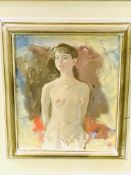 Framed oil on board female nude