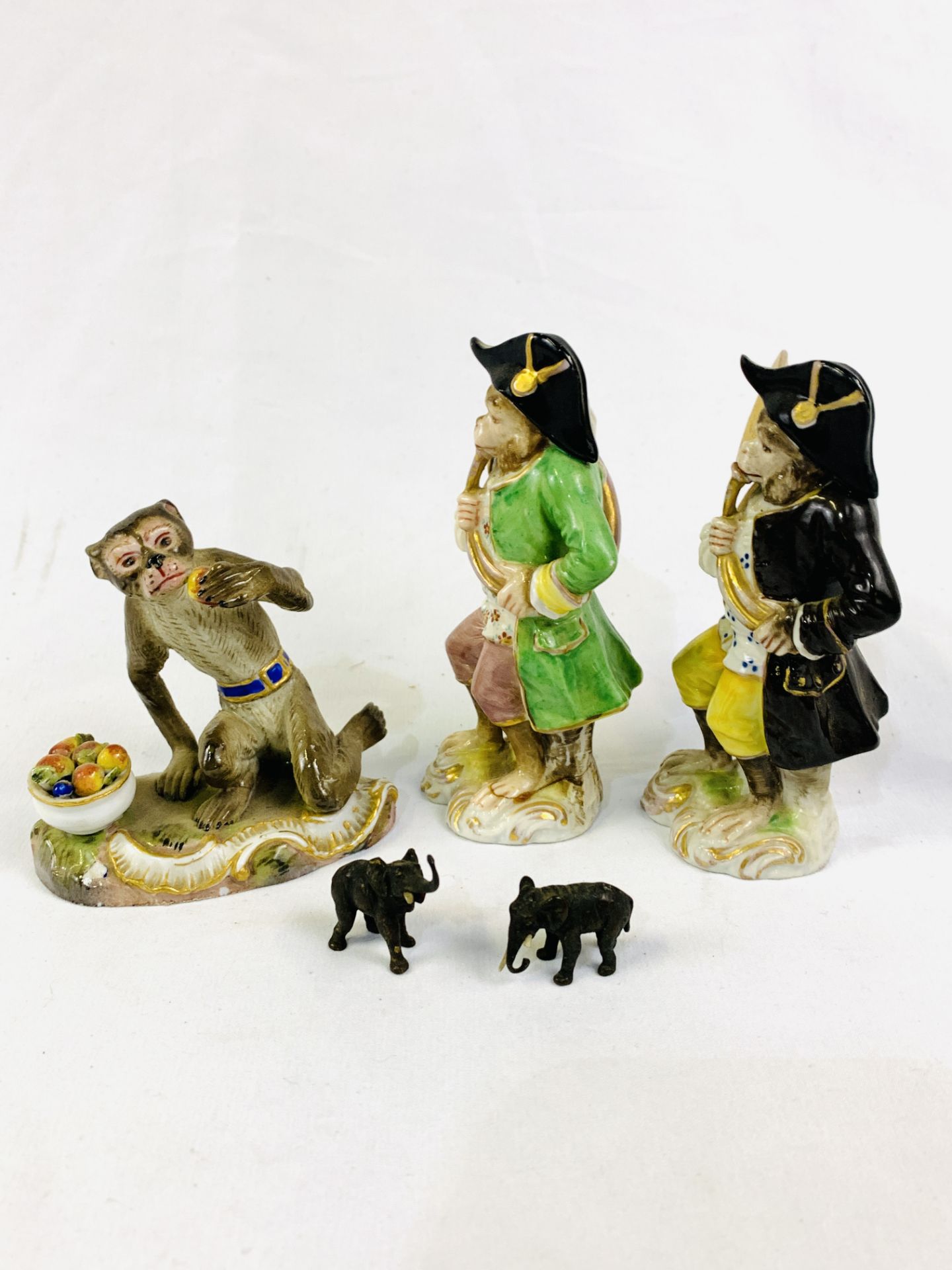 Two Capodimonte "Monkey Band" figurines; a Meissen monkey figurine; two elephant figurines; and othe - Image 8 of 8