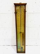 19th Century "Admiral Fitzroy" mahogany and glass cased mercury barometer and thermometer