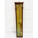 19th Century "Admiral Fitzroy" mahogany and glass cased mercury barometer and thermometer